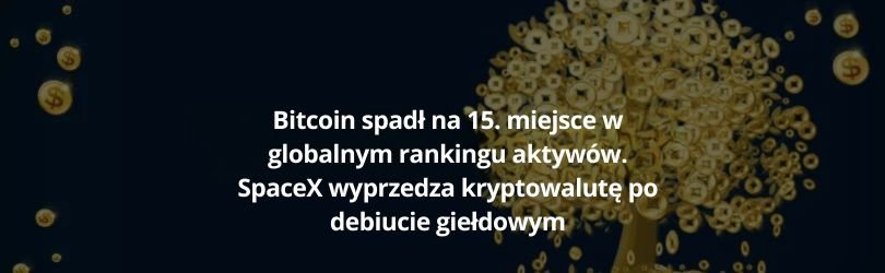 Bitcoin spadł na 15. miejsce w globalnym rankingu aktywów